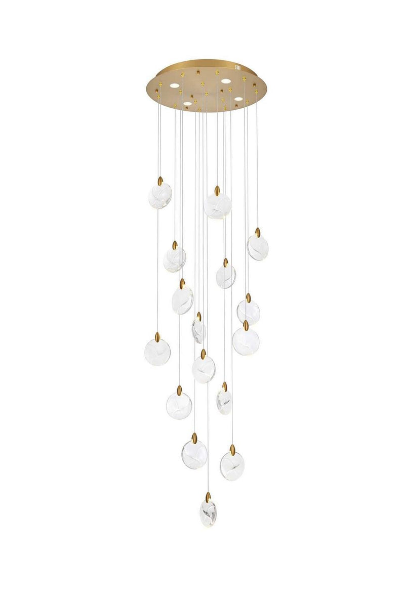 Elegant Lighting 1012D28SG-01CR LED Pendant, Satin Gold