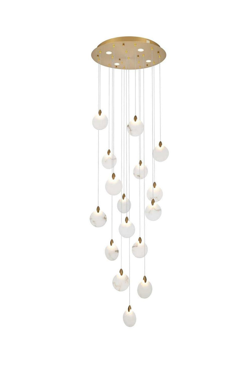 Elegant Lighting 1012D28SG-11ST LED Pendant, Satin Gold