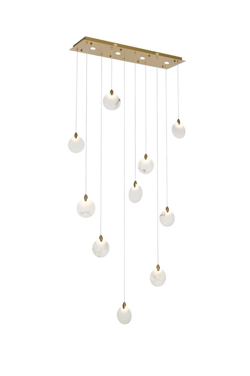 Elegant Lighting 1012D42SG-11ST LED Pendant, Satin Gold