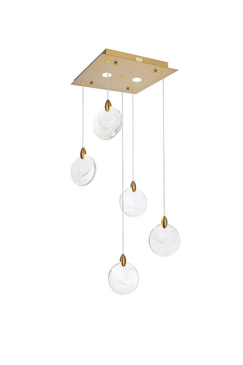 Elegant Lighting 1012S16SG-01CR LED Pendant, Satin Gold