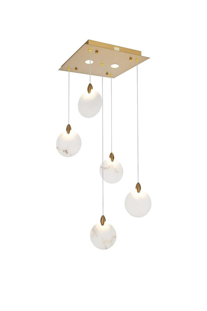 Elegant Lighting 1012S16SG-11ST LED Pendant, Satin Gold