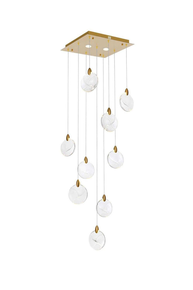 Elegant Lighting 1012S20SG-01CR LED Pendant, Satin Gold