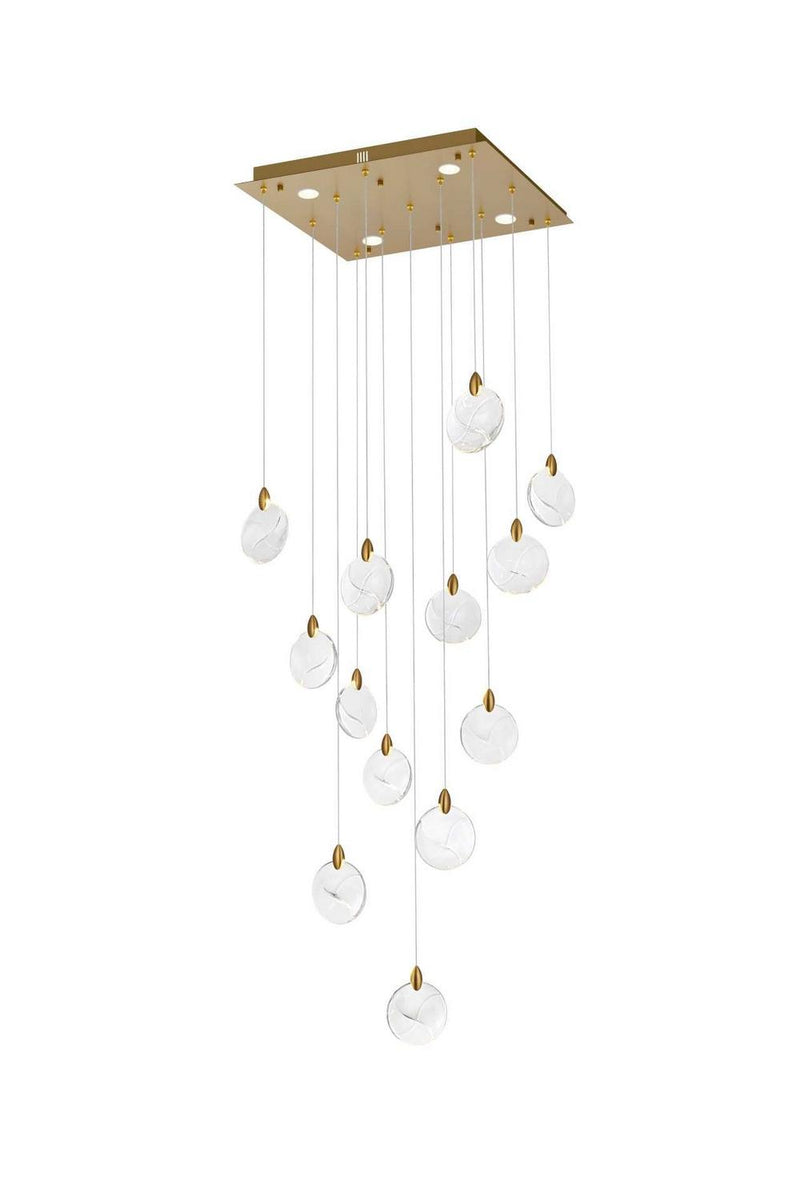 Elegant Lighting 1012S26SG-01CR LED Pendant, Satin Gold