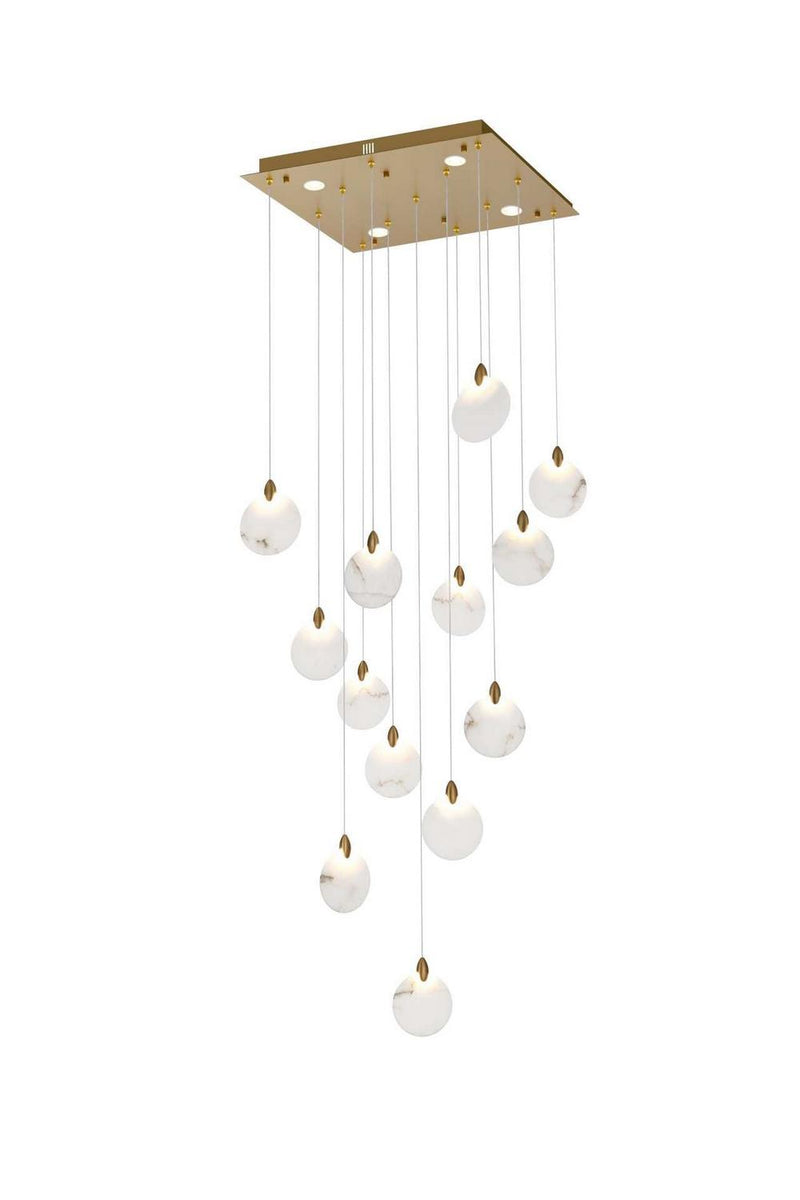 Elegant Lighting 1012S26SG-11ST LED Pendant, Satin Gold