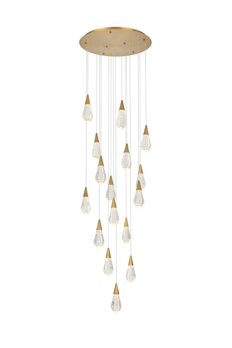 Elegant Lighting 1013D28SG-02CR LED Pendant, Satin Gold