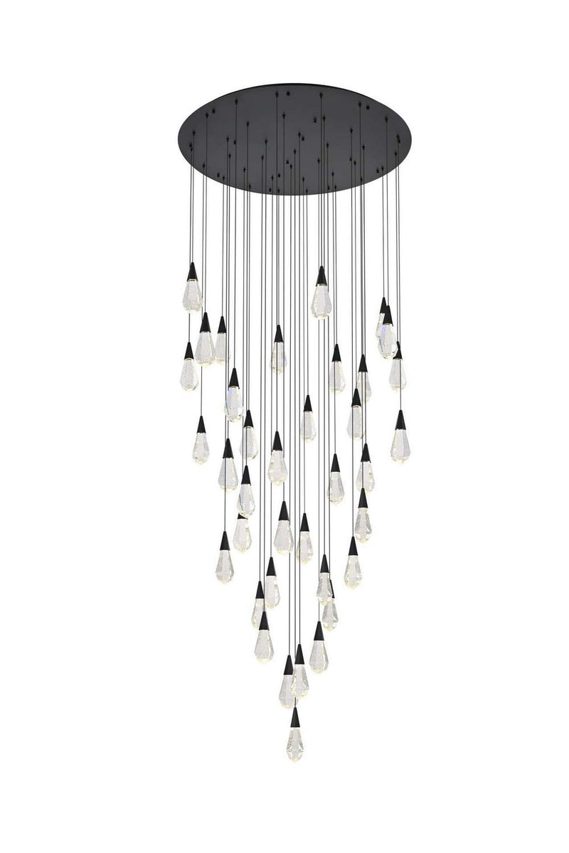 Elegant Lighting 1013G48BK-02CR LED Chandelier, Black
