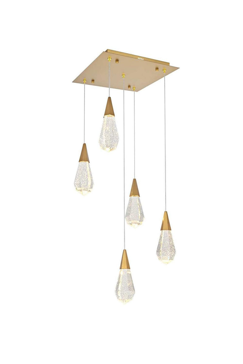 Elegant Lighting 1013S16SG-02CR LED Pendant, Satin Gold