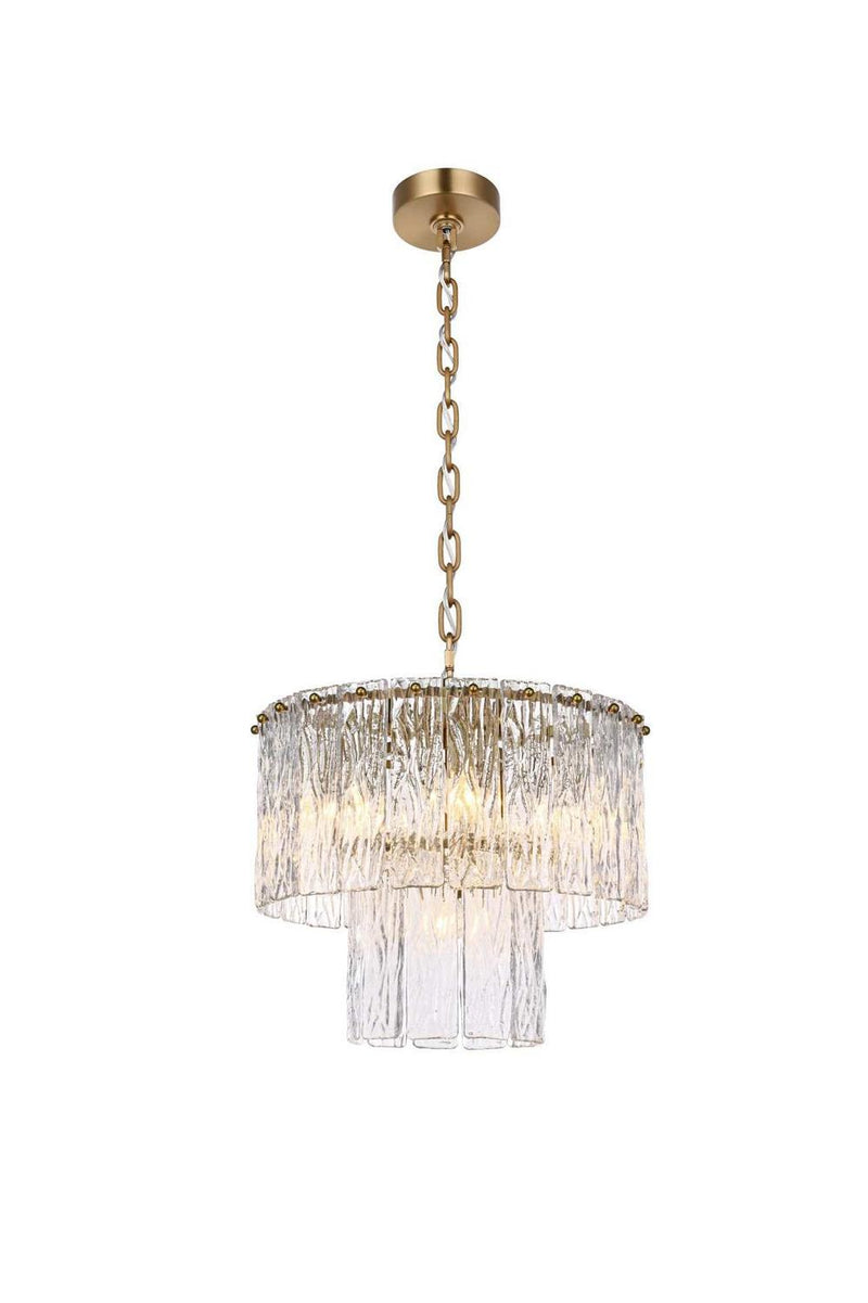 Elegant Lighting 1015D16SG-03GL Six Light Chandelier, Satin Gold