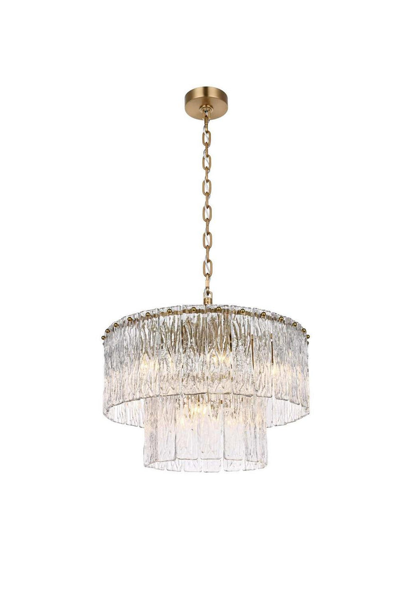 Elegant Lighting 1015D20SG-03GL Nine Light Chandelier, Satin Gold