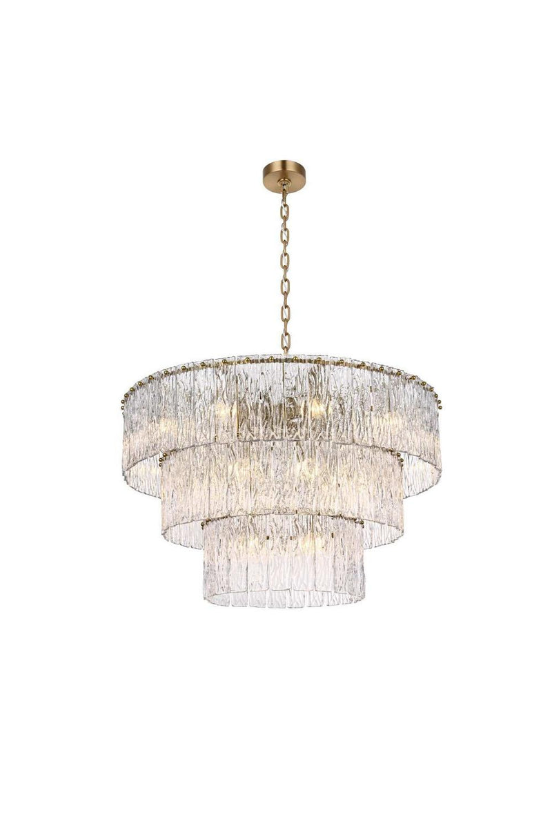 Elegant Lighting 1015D32L3SG-03GL 22 Light Chandelier, Satin Gold