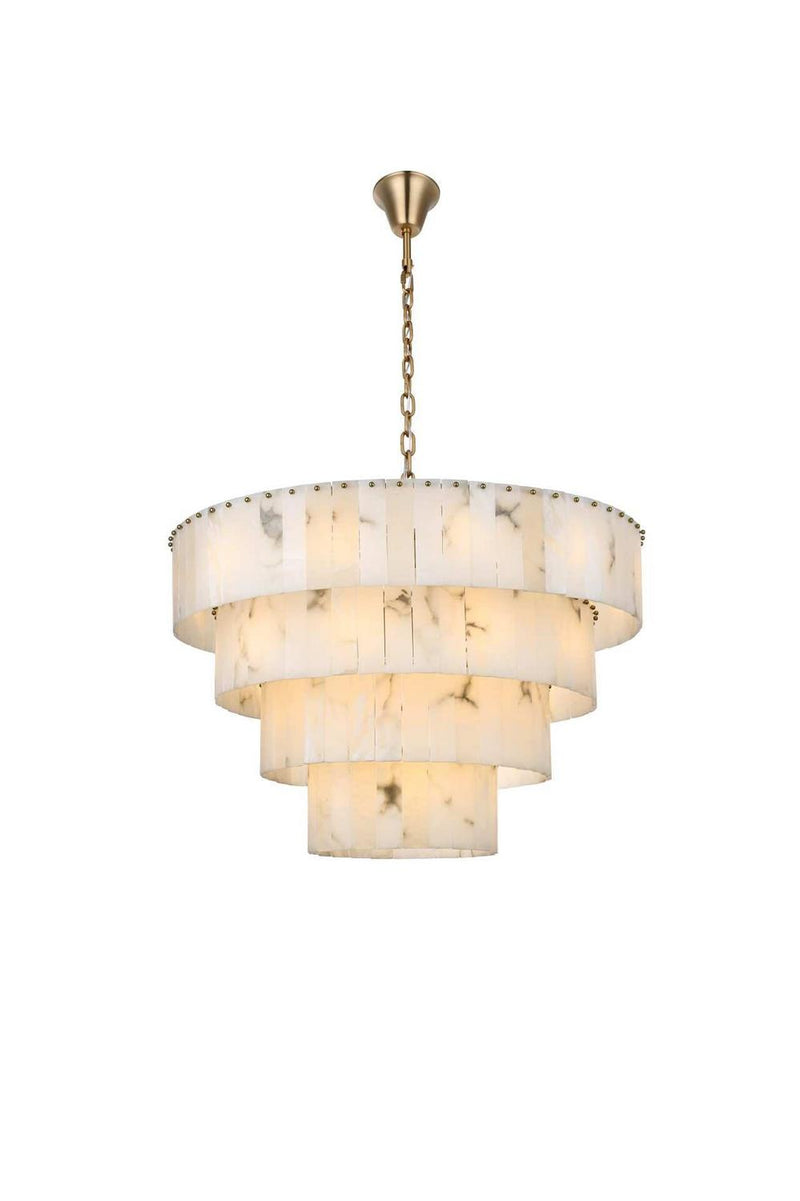 Elegant Lighting 1015D40SG-33ST 34 Light Chandelier, Satin Gold