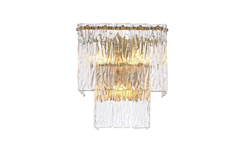 Elegant Lighting 1015W10SG-03GL Three Light Wall Sconce, Satin Gold