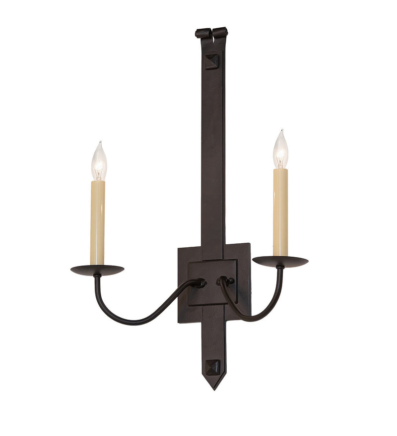 Meyda Tiffany 291118 Two Light Wall Sconce, Black Satin Wrought Iron