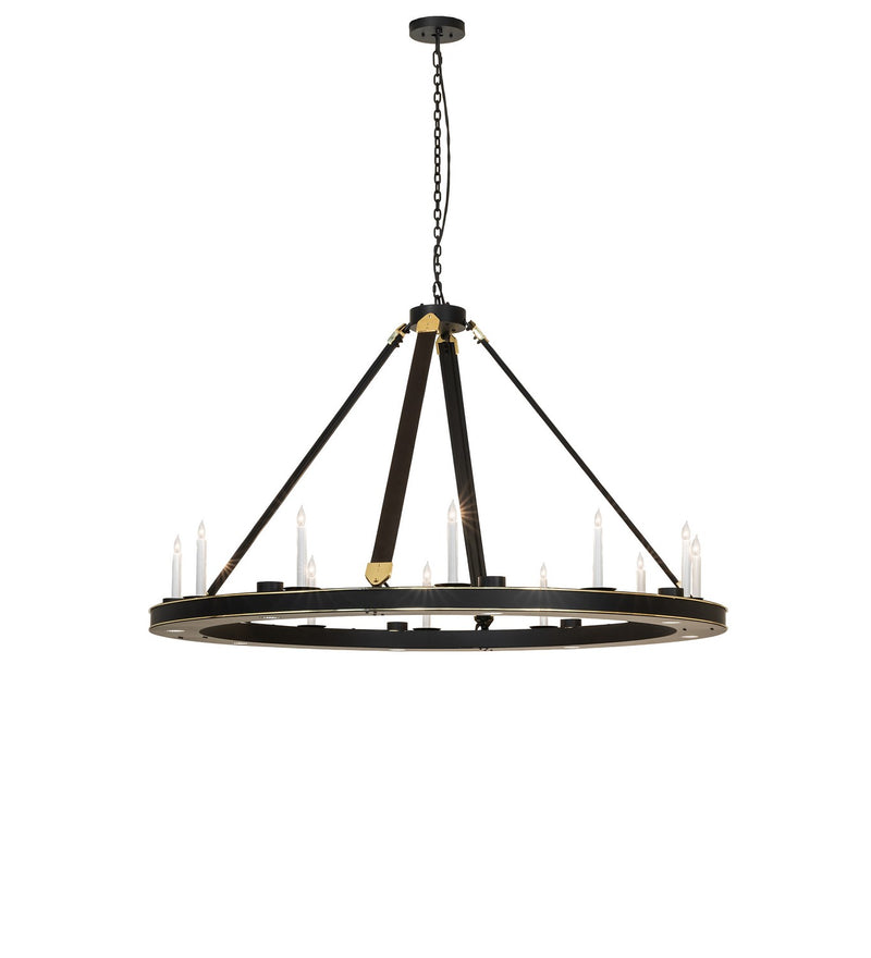 Meyda Tiffany 292838 20 Light Chandelier, Solar Black/Polished Brass