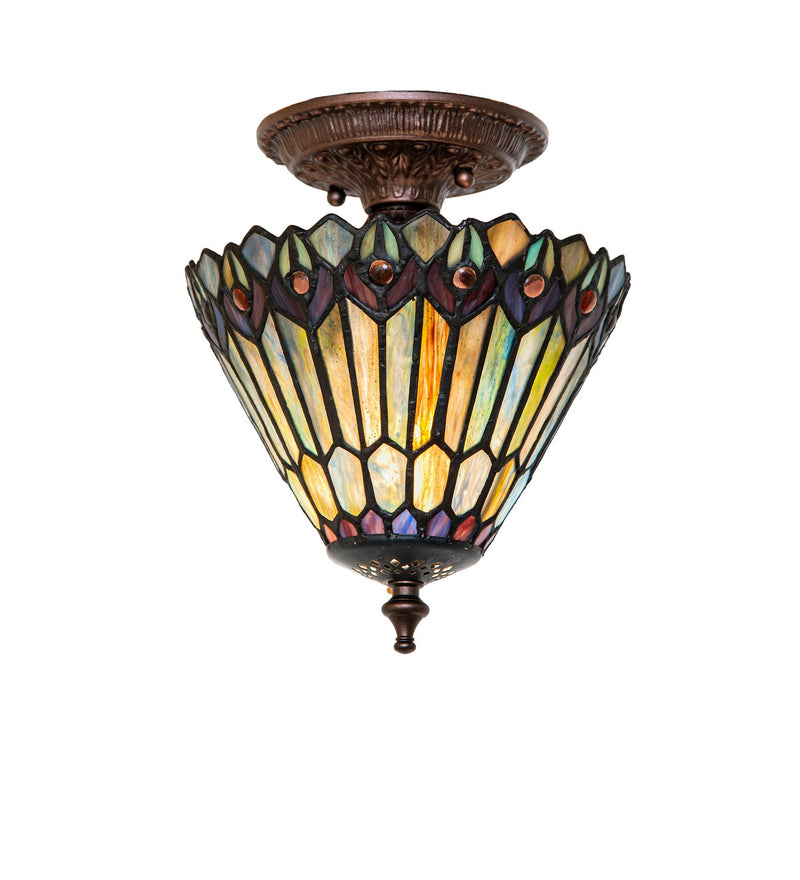 Meyda Tiffany 293269 One Light Flush Mount, Mahogany Bronze