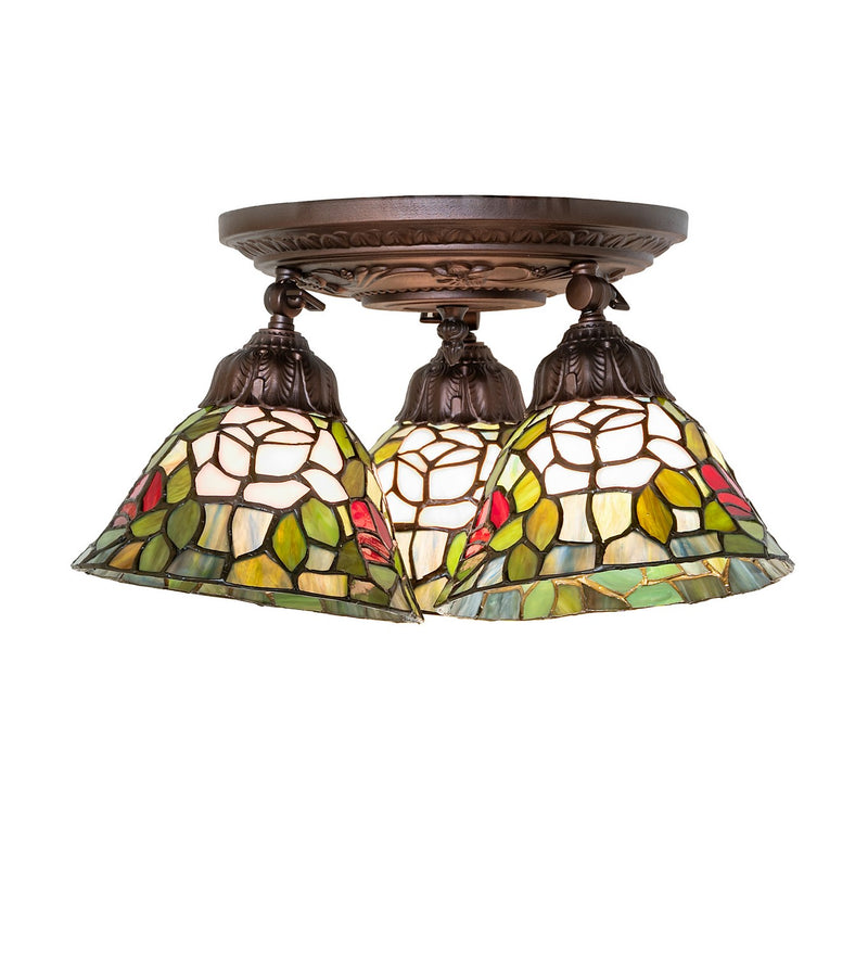Meyda Tiffany 293392 Three Light Semi-Flush Mount, Mahogany Bronze