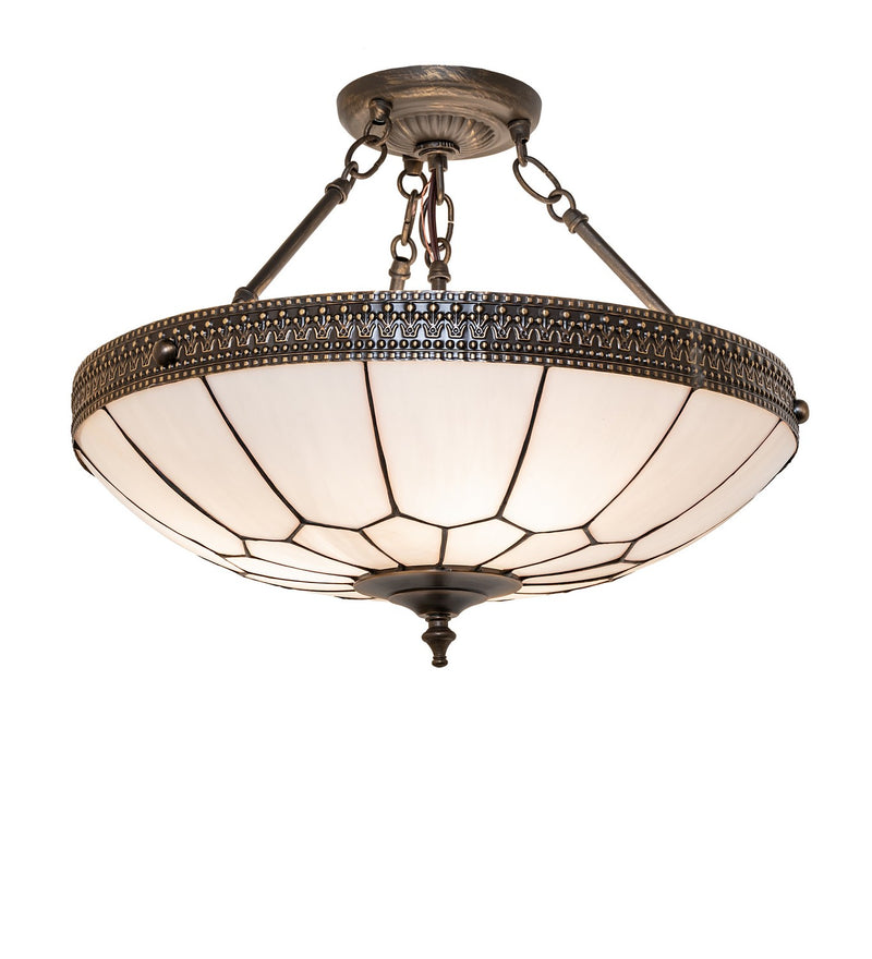 Meyda Tiffany 293735 Three Light Semi-Flush Mount, Hi-Lited Craftsman Brown Antique Brass Matte