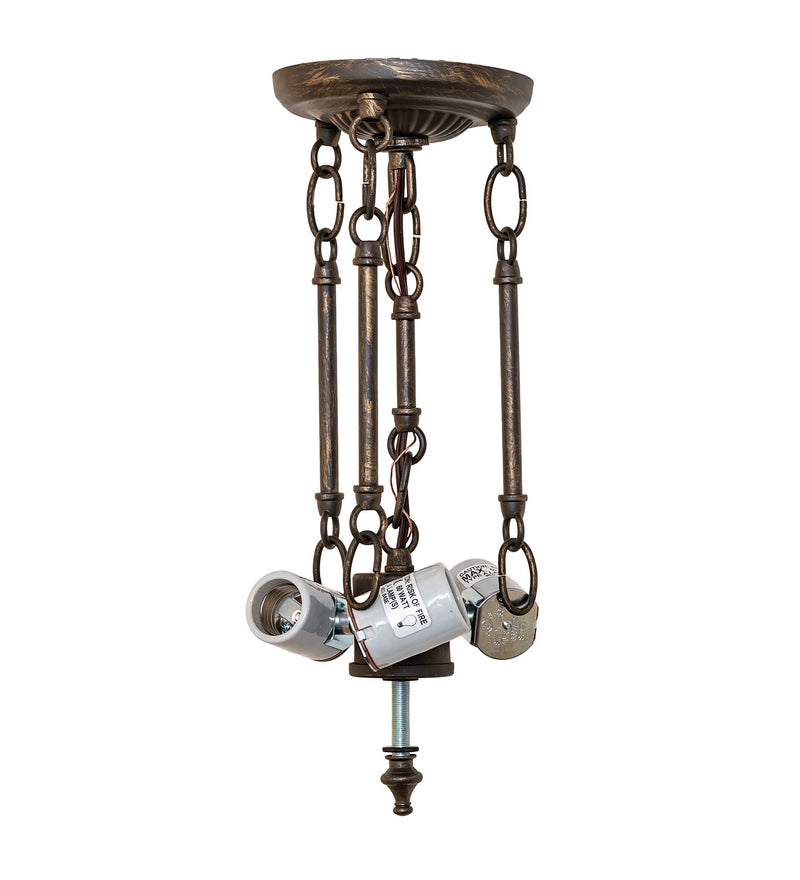 Meyda Tiffany 293734 Three Light Semi-Flush Mount Hardware, Antique Brass Matte