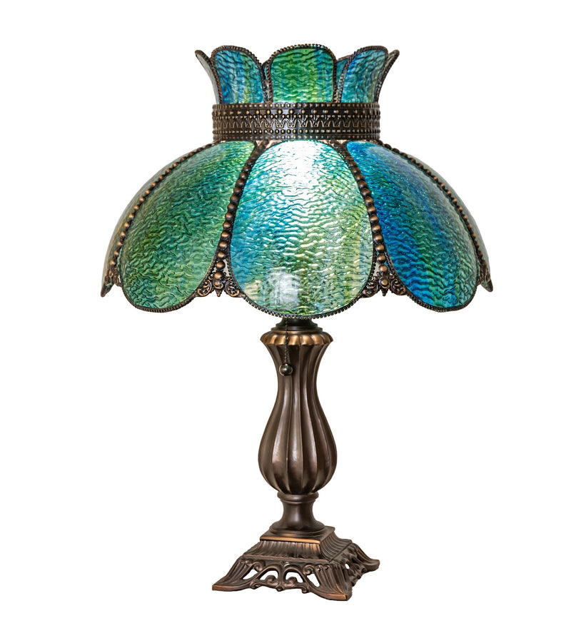 Meyda Tiffany 294570 One Light Table Lamp, Hi-Lited Craftsman Brown Antique Brass