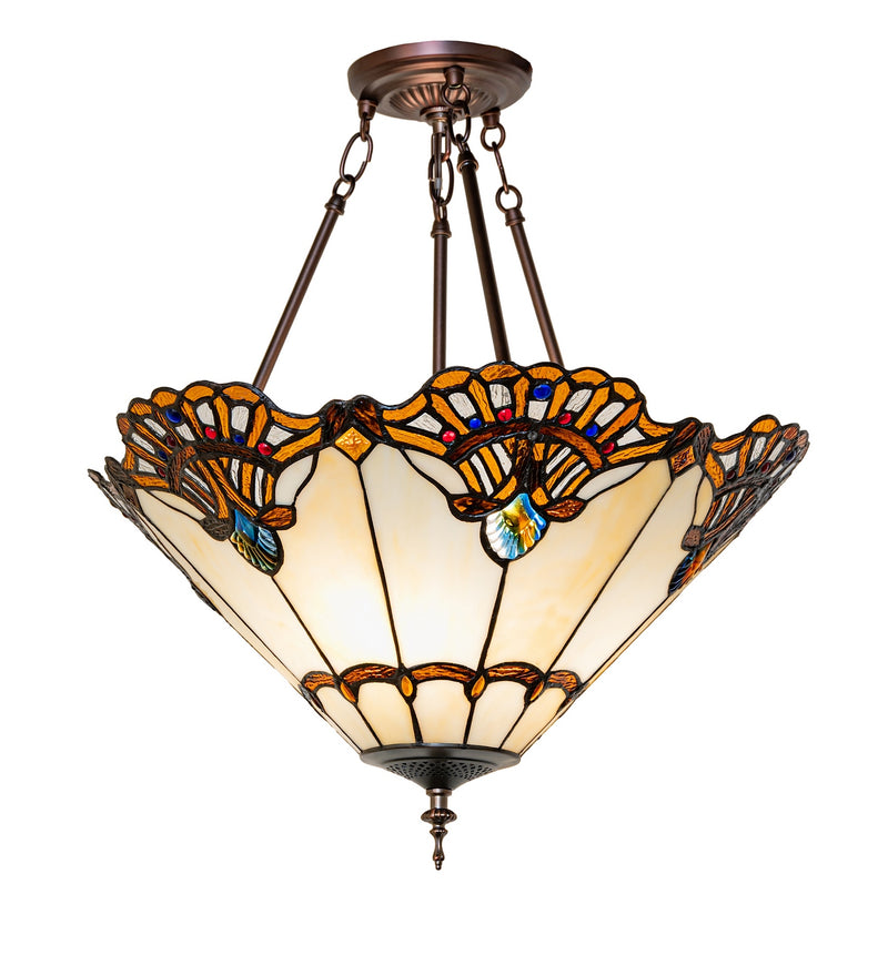 Meyda Tiffany 294590 Three Light Semi-Flush Mount, Mahogany Bronze