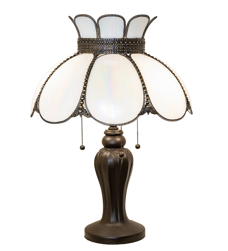 Meyda Tiffany 294650 Three Light Table Lamp, Craftsman Brown Highlighted Mahogany Bronze