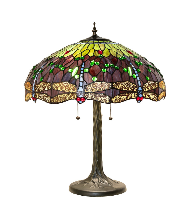 Meyda Tiffany 294850 Three Light Table Lamp, Mahogany Bronze