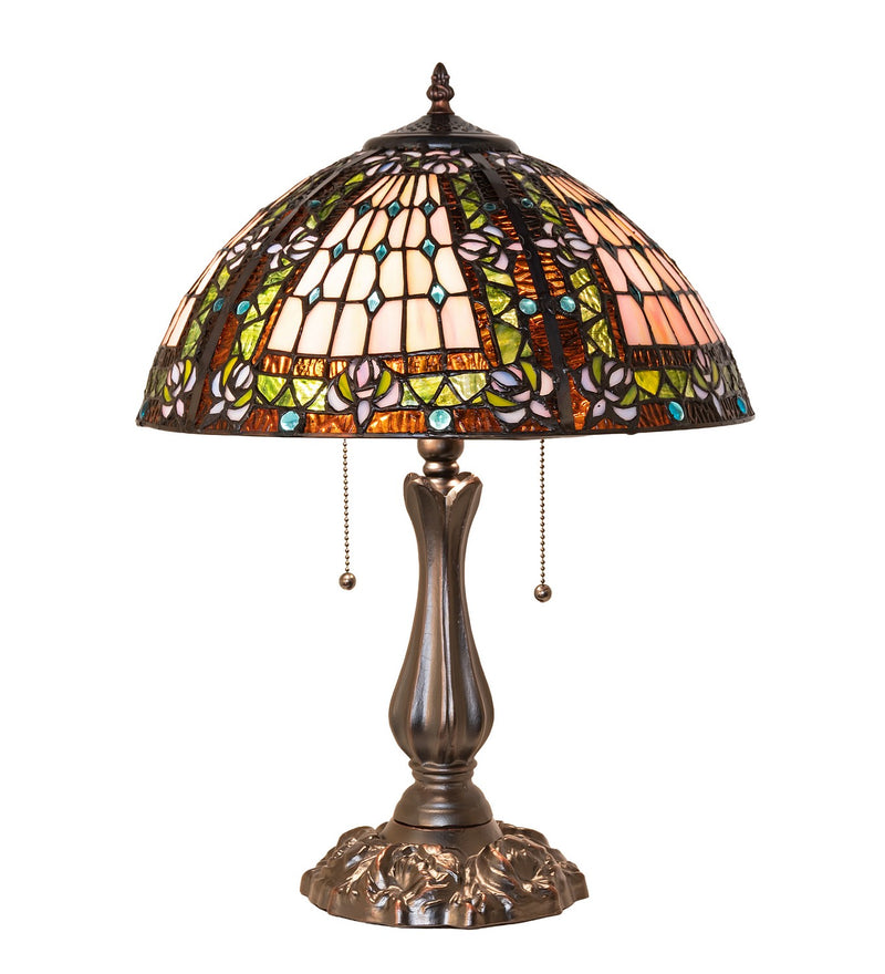 Meyda Tiffany 296256 Two Light Table Lamp, Mahogany Bronze