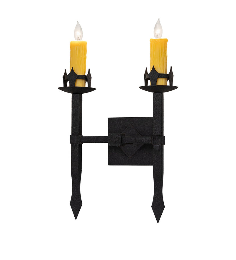 Meyda Tiffany 297087 Two Light Wall Sconce, Black Cracked Ice