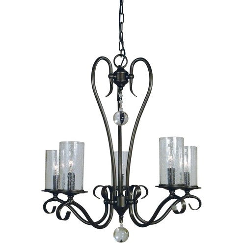 Framburg 5025 MBLACK Five Light Chandelier, Matte Black