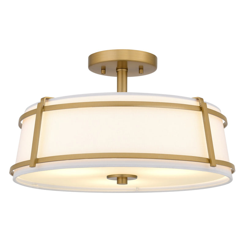 Quoizel SLN1716BRG Three Light Semi-Flush Mount, Brushed Gold