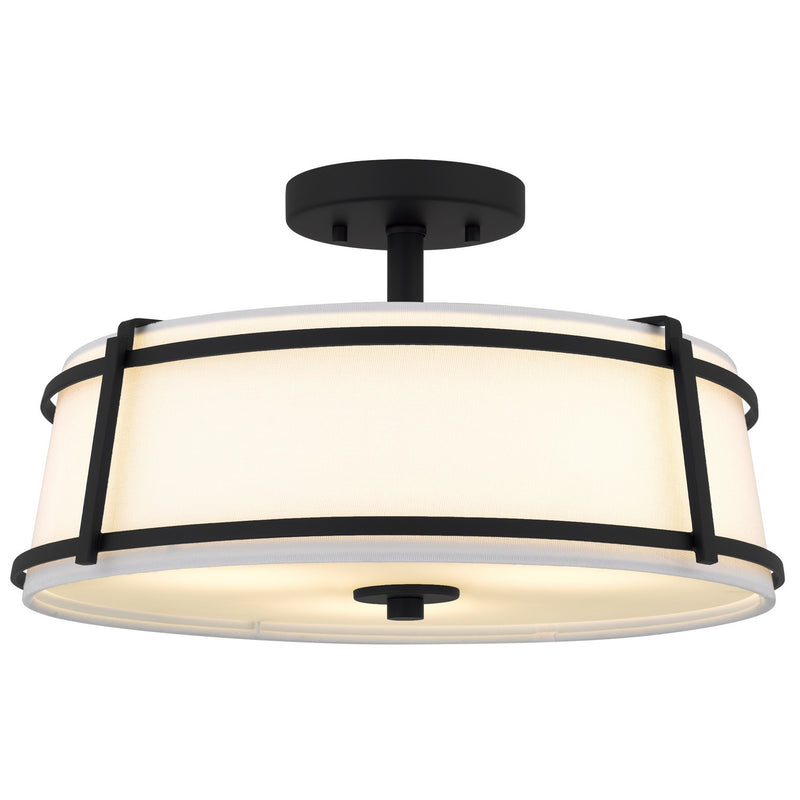 Quoizel SLN1716MBK Three Light Semi-Flush Mount, Matte Black
