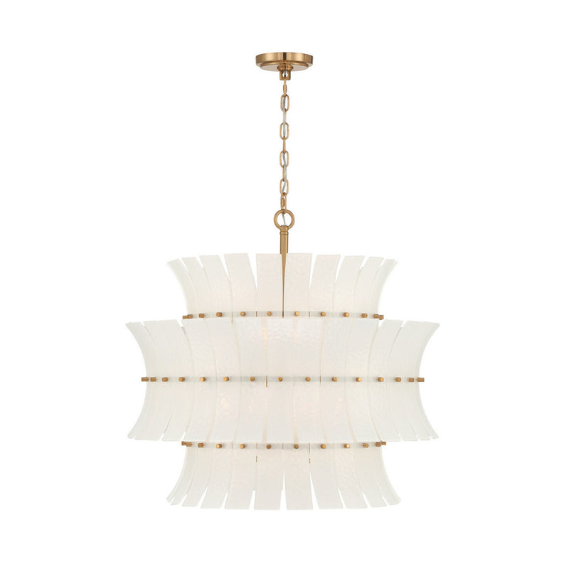 Crystorama ABI-2005-AG-WH Eight Light Chandelier, Aged Brass