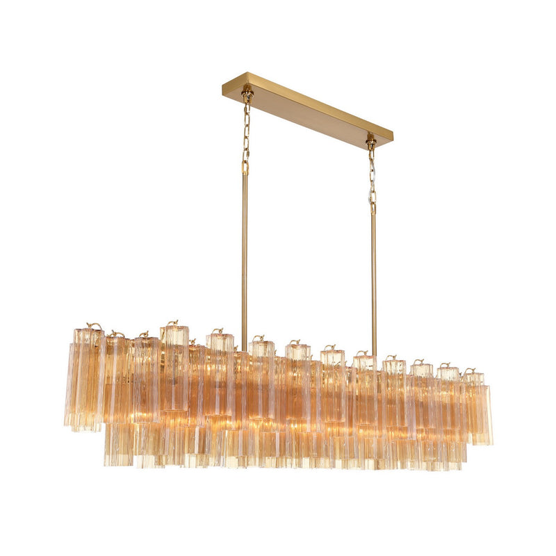 Crystorama ADD-337-AG-AM 16 Light Linear Chandelier, Aged Brass