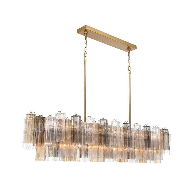 Crystorama ADD-337-AG-AU 16 Light Linear Chandelier, Aged Brass