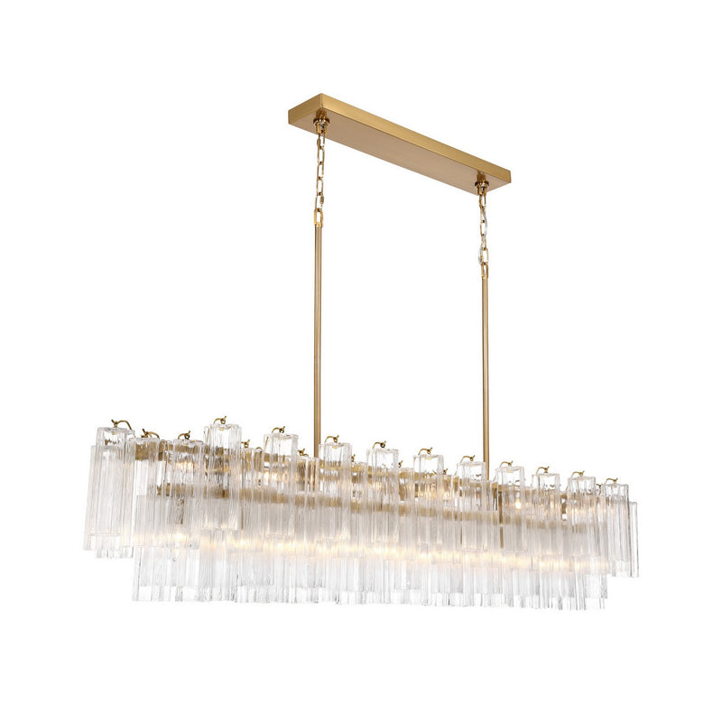 Crystorama ADD-337-AG-CL 16 Light Linear Chandelier, Aged Brass