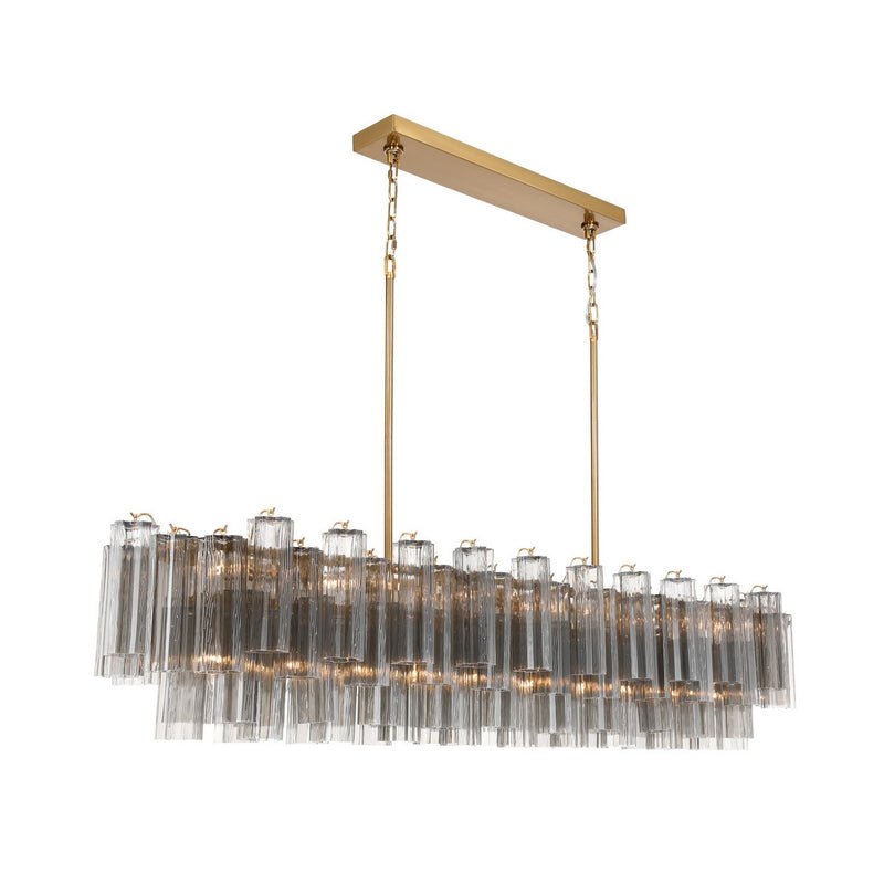 Crystorama ADD-337-AG-SM 16 Light Linear Chandelier, Aged Brass