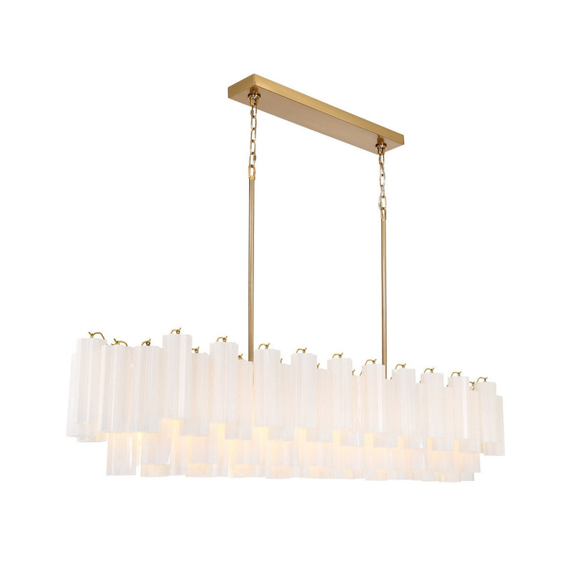 Crystorama ADD-337-AG-WH 16 Light Linear Chandelier, Aged Brass