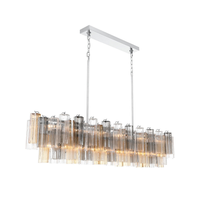 Crystorama ADD-337-CH-AU 16 Light Linear Chandelier, Polished Chrome