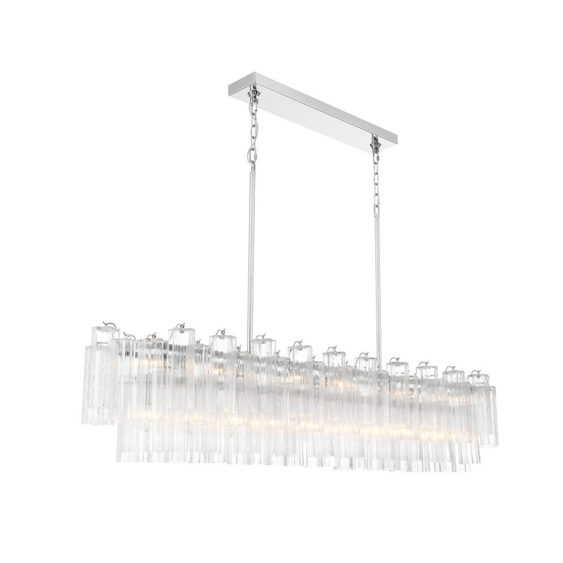 Crystorama ADD-337-CH-CL 16 Light Linear Chandelier, Polished Chrome