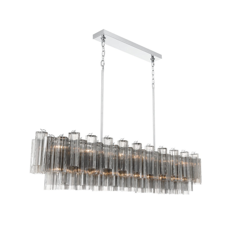 Crystorama ADD-337-CH-SM 16 Light Linear Chandelier, Polished Chrome