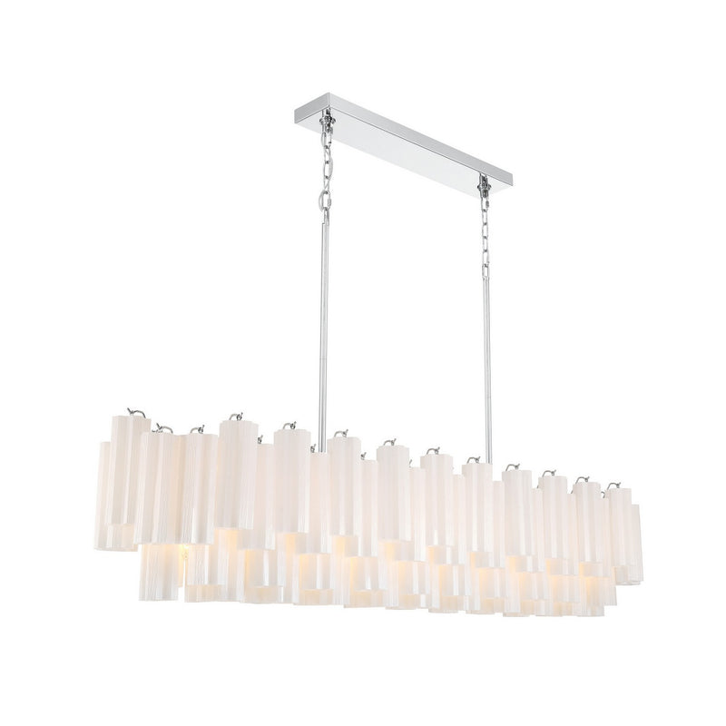 Crystorama ADD-337-CH-WH 16 Light Linear Chandelier, Polished Chrome
