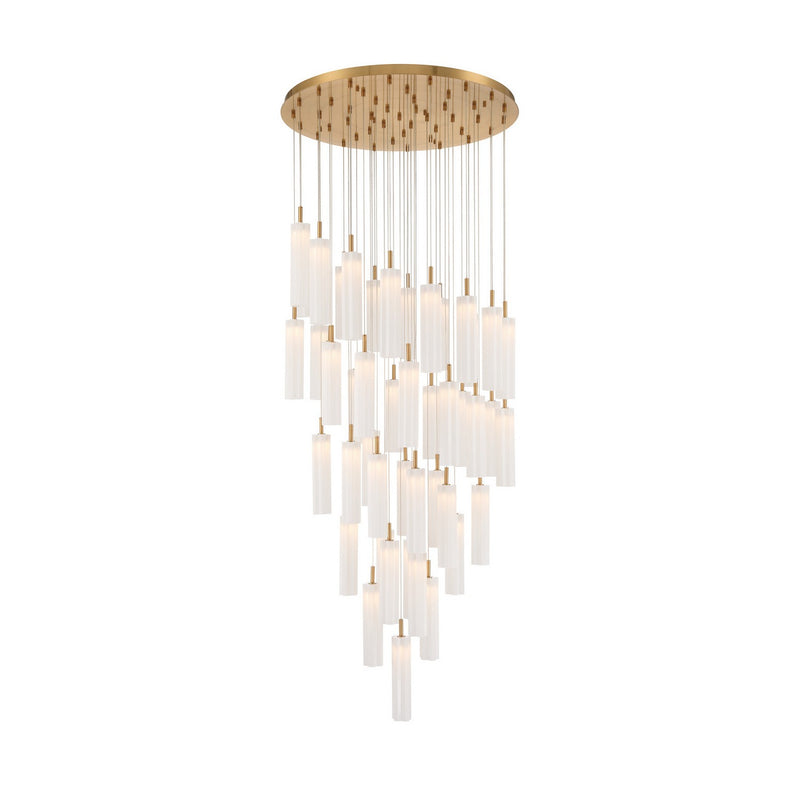 Crystorama ADD-423-AG-WH LED Pendant, Aged Brass
