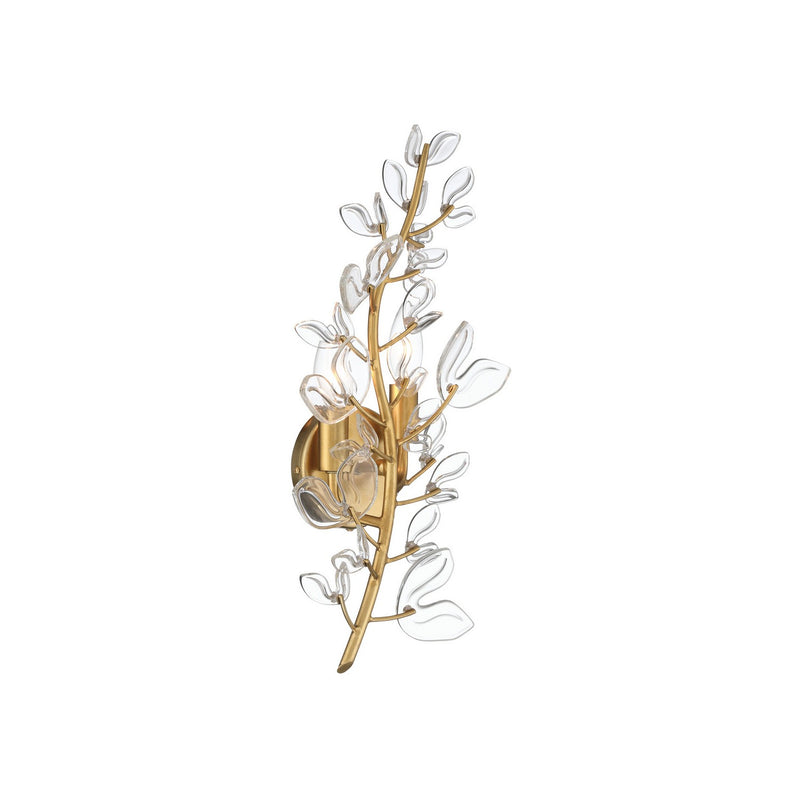 Crystorama BGT-331-SG-CL Two Light Wall Sconce, Soft Gold