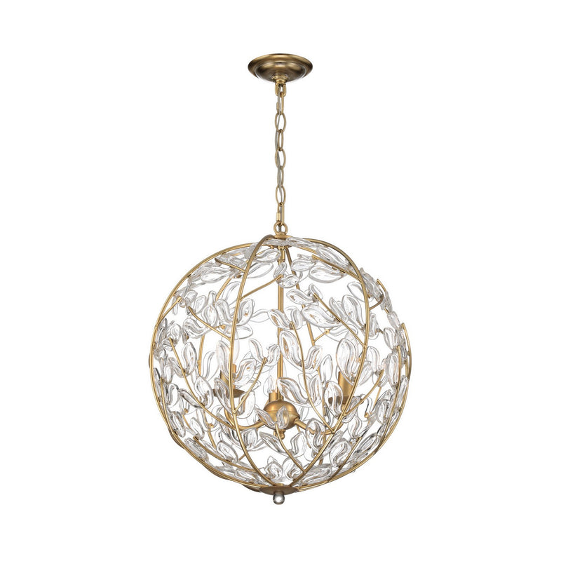 Crystorama BGT-334-SG-CL Three Light Chandelier, Soft Gold