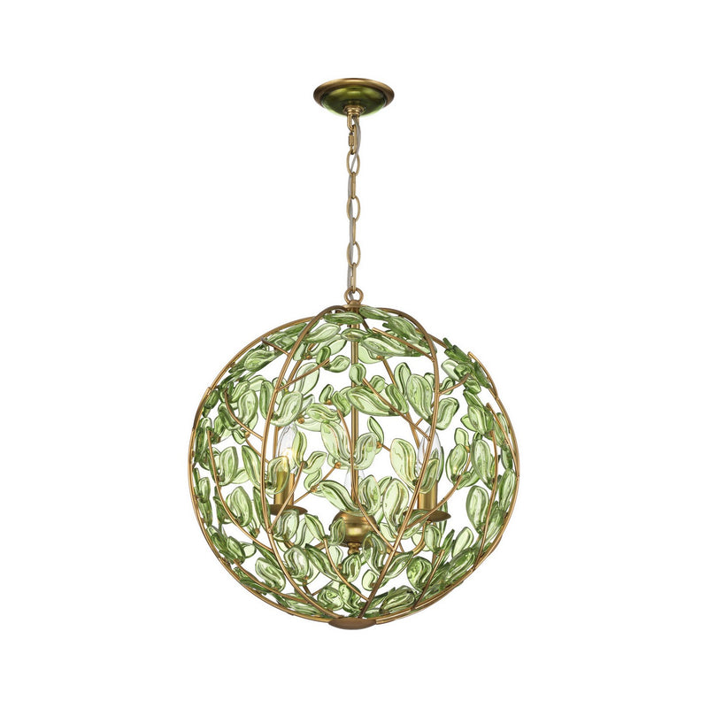 Crystorama BGT-334-SG-GR Three Light Chandelier, Soft Gold