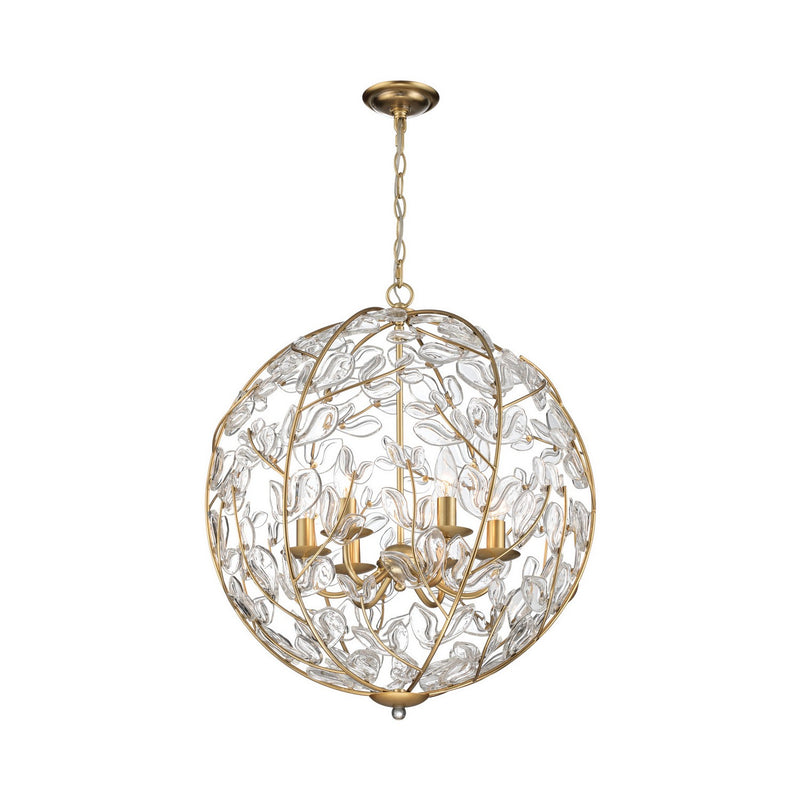 Crystorama BGT-335-SG-CL Six Light Chandelier, Soft Gold
