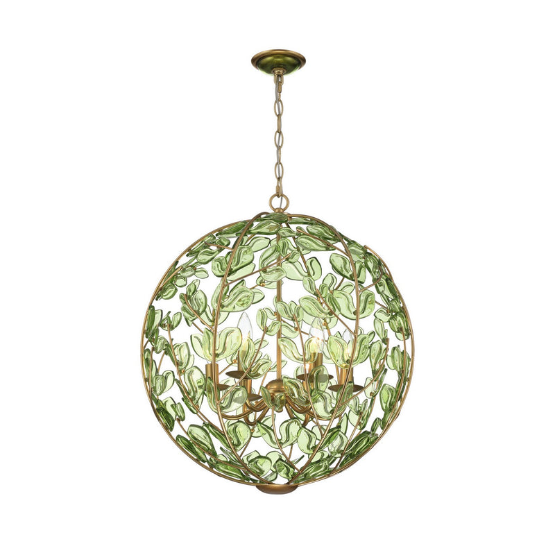Crystorama BGT-335-SG-GR Six Light Chandelier, Soft Gold