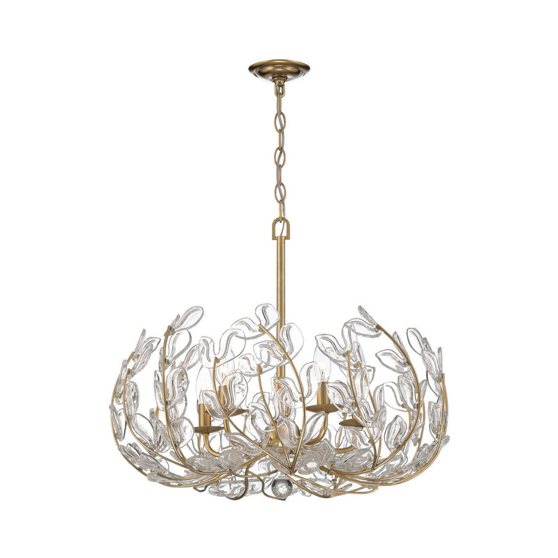 Crystorama BGT-336-SG-CL Five Light Chandelier, Soft Gold