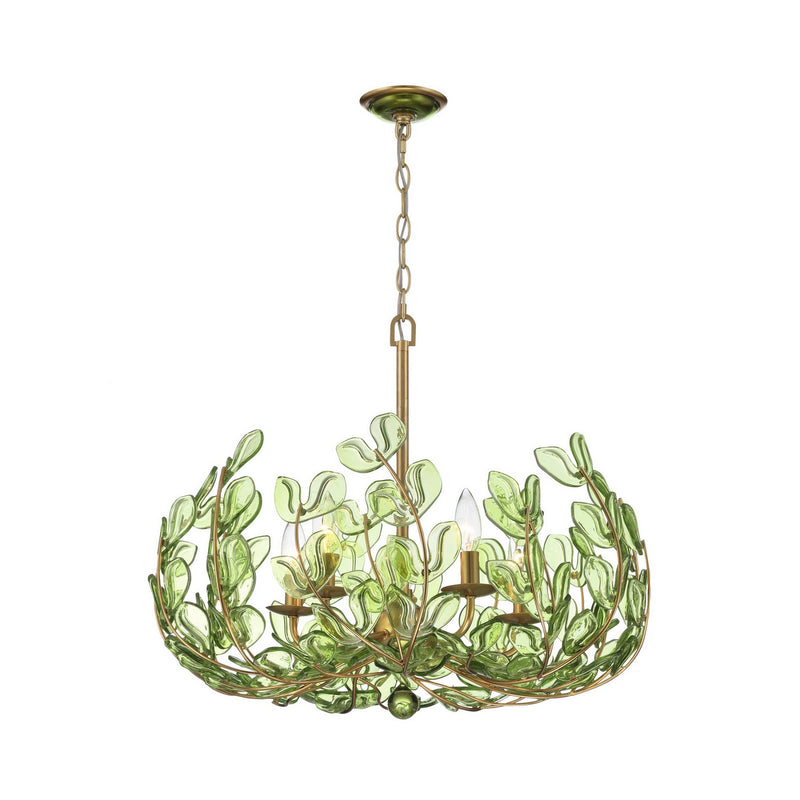Crystorama BGT-336-SG-GR Five Light Chandelier, Soft Gold