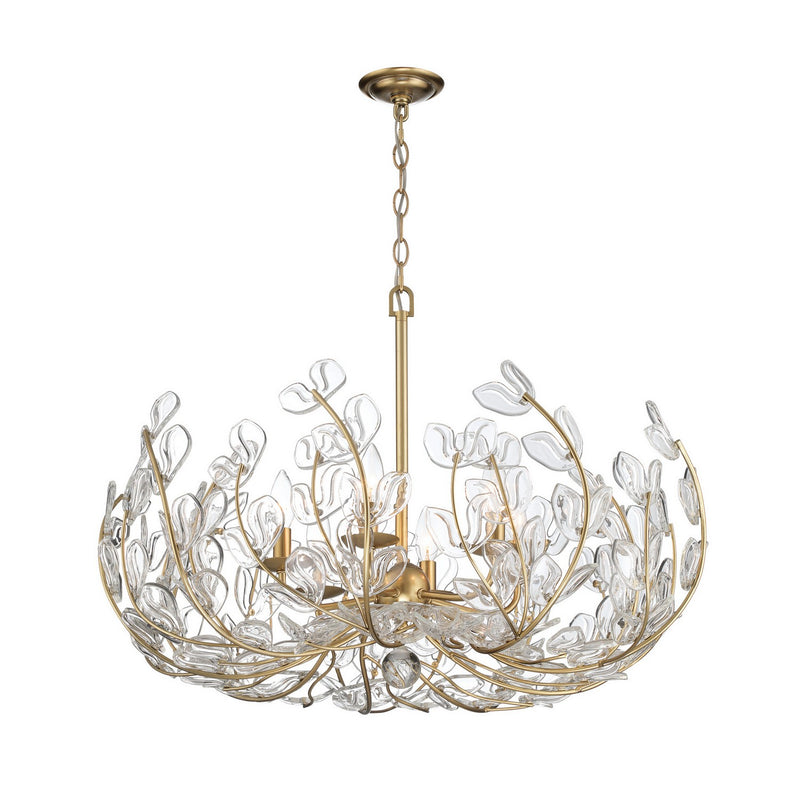 Crystorama BGT-338-SG-CL Six Light Chandelier, Soft Gold